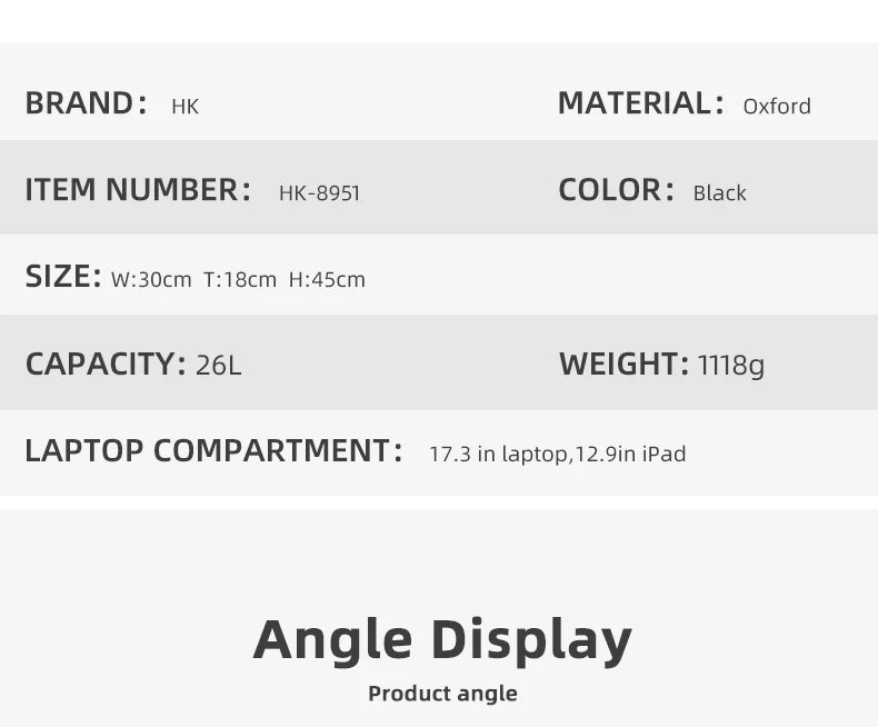 Heroic Knight Business Backpack for Men Waterproof Travel 17.3" Laptop Backpack  High Capacity Multifunctional Pack USB Charging