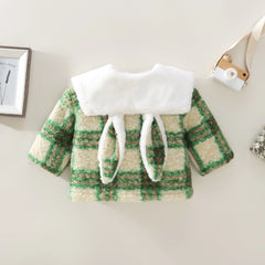 Girl's woolen coat Autumn and winter baby's woolen coat Thickened plush top Princess girl going out sweater