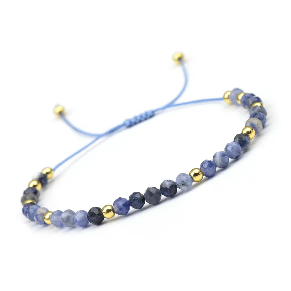 4mm Natural Stone And Hematite Bead Braided Adjustable Bracelet Suitable For Men And Women Daily Holiday Birthday Wear