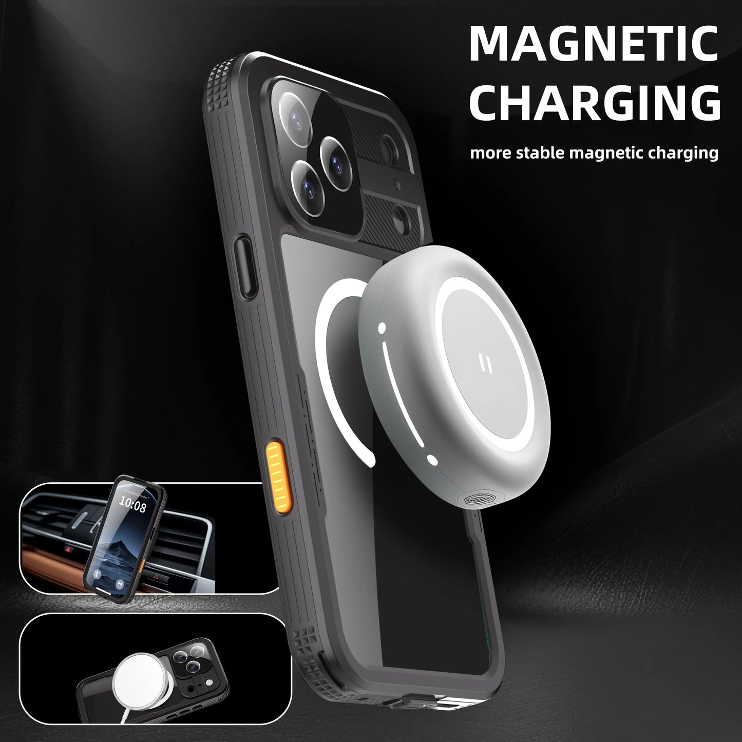 Magnetic Shockproof Dustproof IP68 Waterproof Phone Case for Apple 17Promax/ 17Pro /Air / 17 - Durable Protective Cover