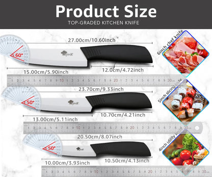 Ceramic knife 3 4 5 6 inch fruit slice practical chef knife white zirconia blade