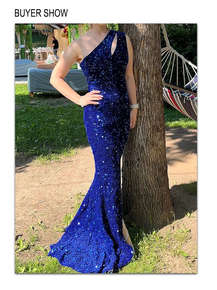 Homecoming Dresses: Velvet Cocktail Prom Gown Stretchy Slit Leg One Shoulder