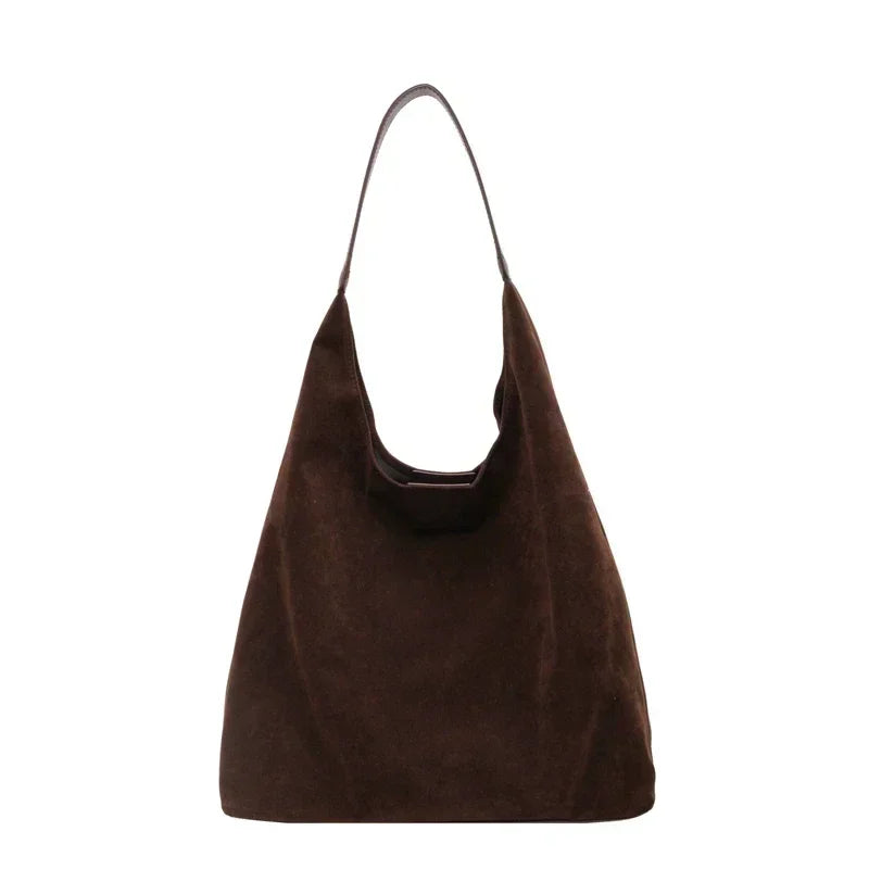 Women's Bag Large Capacity Suede Shoulder Bag Solid Color
