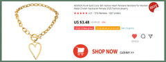 Punk Gold Color Bih Hollow Heart Pendant Necklace for Women Imitation Metal