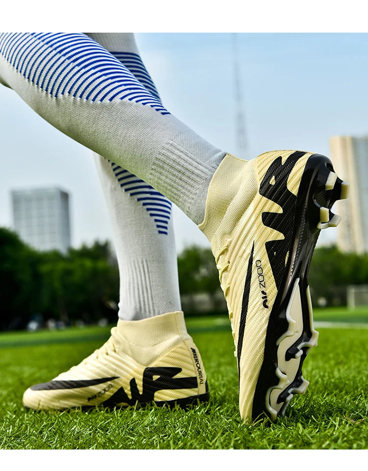 Men Light Soccer Shoes Ankle Football Field Boots Outdoor Non-slip Grass