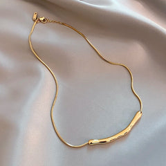 European and American Fashion Simple Stainless steel Gold Color Collarbone Chain