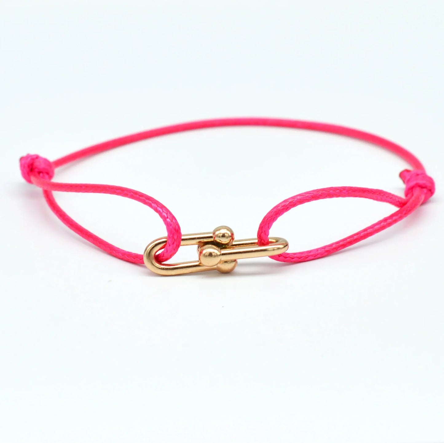 Simple Bamboo Horseshoe Buckle Bracelet Braided Ribbon Adjustable DIY Rope Bracelets Women Men Stainless Steel Jewelry