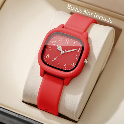 1/10PCS Fashion Square Women Watches Casual Silicone Band Quartz Wristwatch for Girls Clock Reloj Mujer（Without Box）