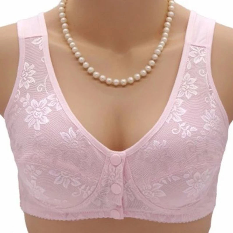 Bra Large Size Brassiere Mother's Cotton Wireless Bras Anti-sagging Gathered