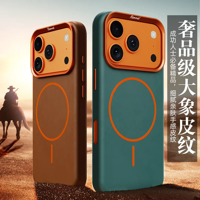 For iPhone 17 Promax Elephant Leather Texture, Minimalist & Premium Feel, Magnetic, Unique Design, Full-Coverage & Shockproof