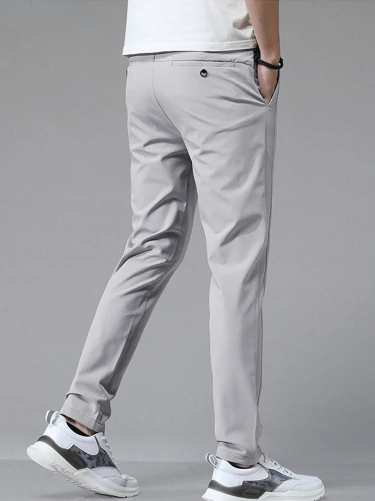 Pants Men 2024 Summer Ice Silk Casual Pants Men Straight Loose Elastic