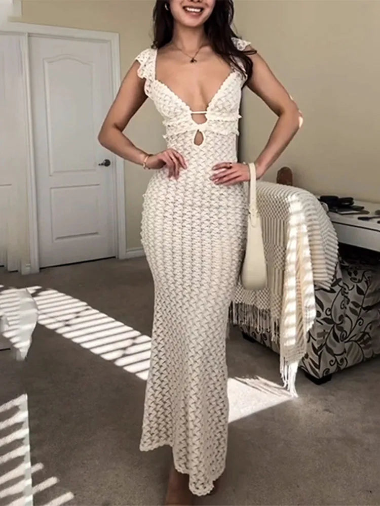 Dresses Women Sleeveless See Through High Waist Long Cover Up Dress