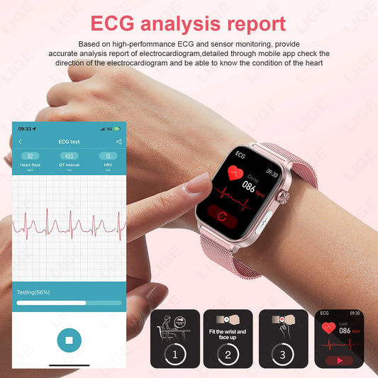 2026 New ECG+PPG Smart Watch Women Heart Rate Blood Lipid Uric Acid Women Menstrual Health Tracker Smartwatches For Android iOS