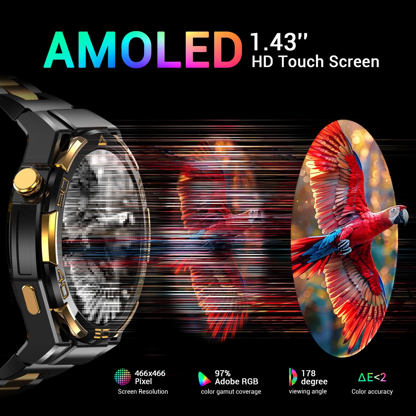New Blackview W90 Pro GPS Smart Watch 1.43" HD AMOLED Display, 900mAh/ 20Days Standby Bluetooth Waterproof Sport Watch for Men
