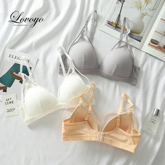 Women Bra Wire Free Brassiere Push Up Lingerie French Triangle Cup Bra