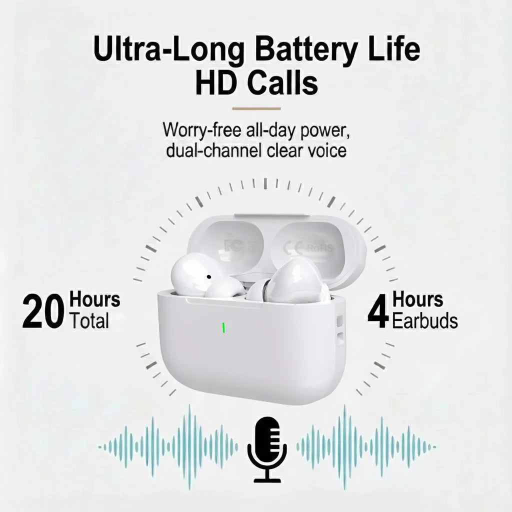 Wireless Bluetooth Earbuds HiFi Stereo Sound Smart Touch Control HD Call Low Latency for Gaming Sports Workouts