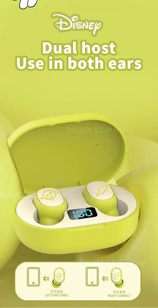 Disney Original Earbuds E6S Mini Cartoon Wireless Earphones Bluetooth 5.3 HIFI Sound Noise Reduction Headphone Long Battery Life