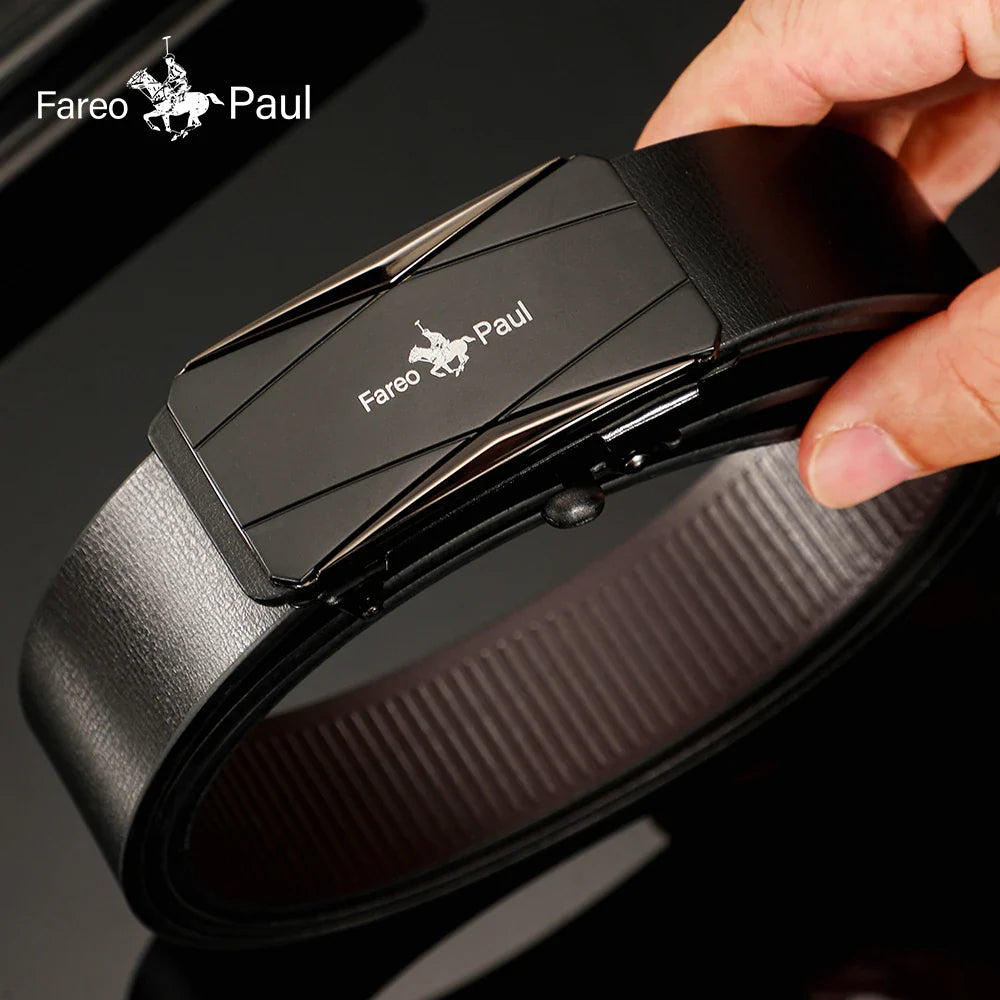 Fashionable men's High-Quality leather Belt with Automatic Buckle, Suitable for Young and Middle-Aged Gentlemen