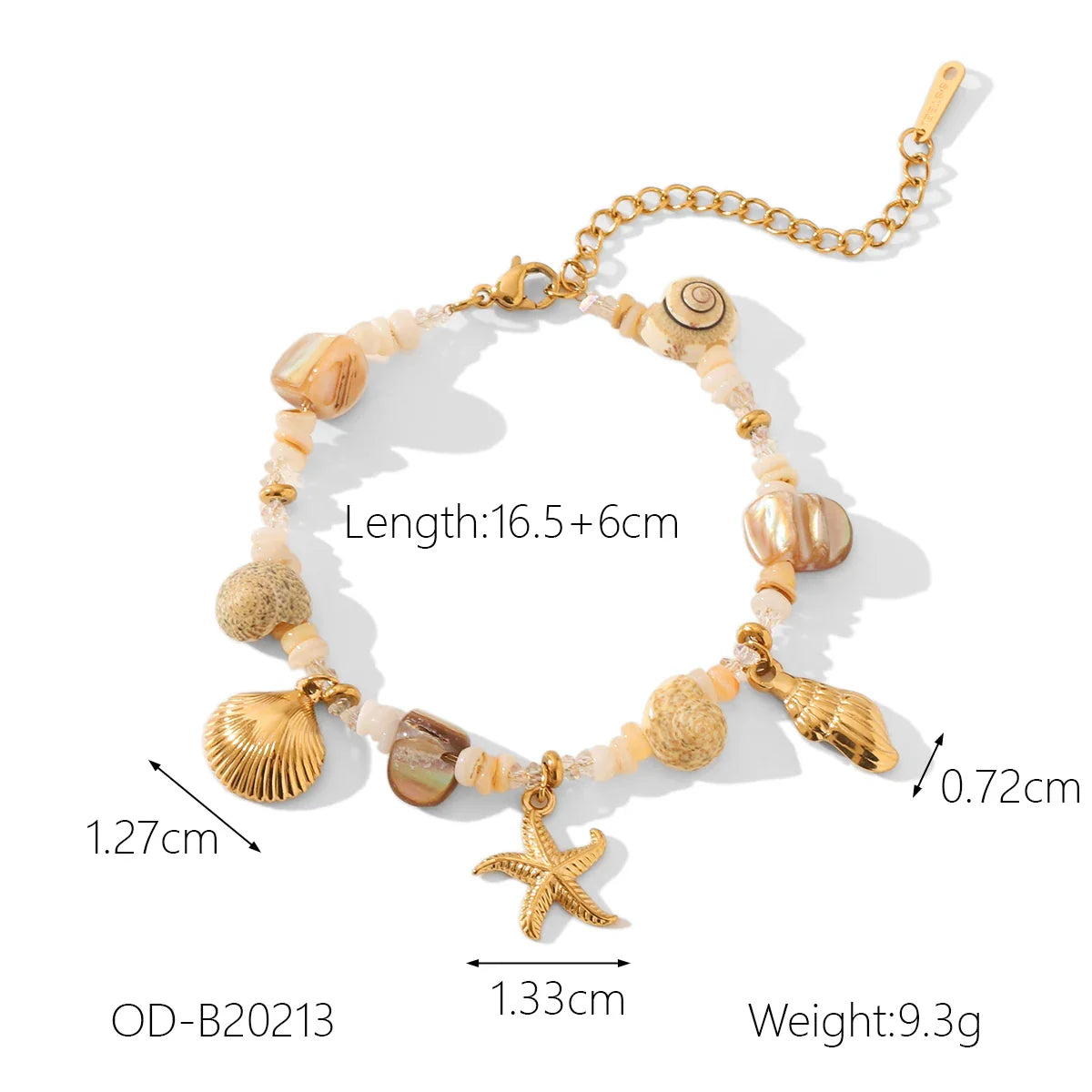 Vintage Real Shell Pendant Bracelet Woman Stainless Steel Adjustable Summer Beach Starfish Conch Hand Chain Jewellery Waterproof