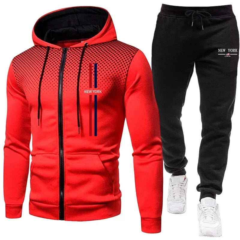 2025 Brand New Men's Tracksuit Hoodie Sweatpants Urban Casual Fashion Sportswear Autumn Winter Daily Casual Sporty Zipper Outfit