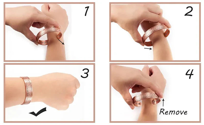 Pure Copper Bracelets for Men Women Rose Gold Color Adjustable Cuff Bangles Arthritis Health Big Magnets Jewelry