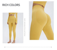 Seamless High Waist Nude Yoga Pants Women's Honey Peach Hip Lifting Tight Fitness