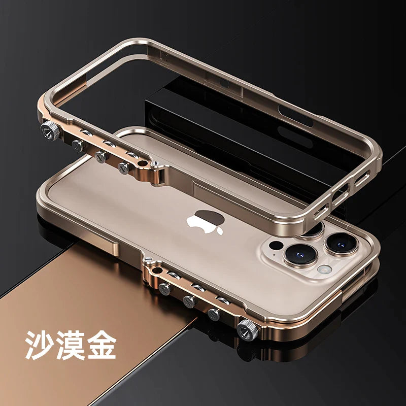 Armored Metal Frame Phone Case for iPhone 16 15 17 Pro Max Plus 17promax Anti Drop and Aluminum Alloy Frame Phone Case