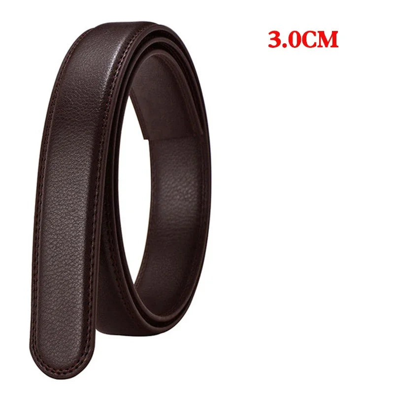Men Women 2.4 2.8 3.0 3.5 cm Wide Belt No Buckle for Automatic Buckle High Quality PU Leather Belts Body Straps without Buckle