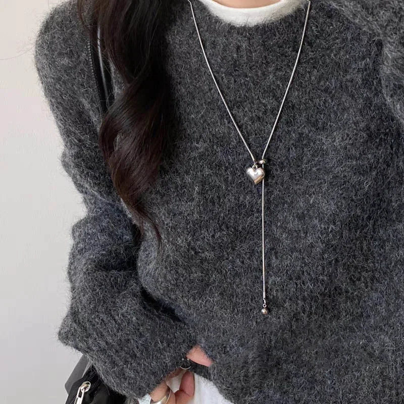 Fashion Metal Long Pull Necklaces for Women Luxury Elegant Silver Color Matte Snake Bone Chain Necklace Jewelry Accessories Gift
