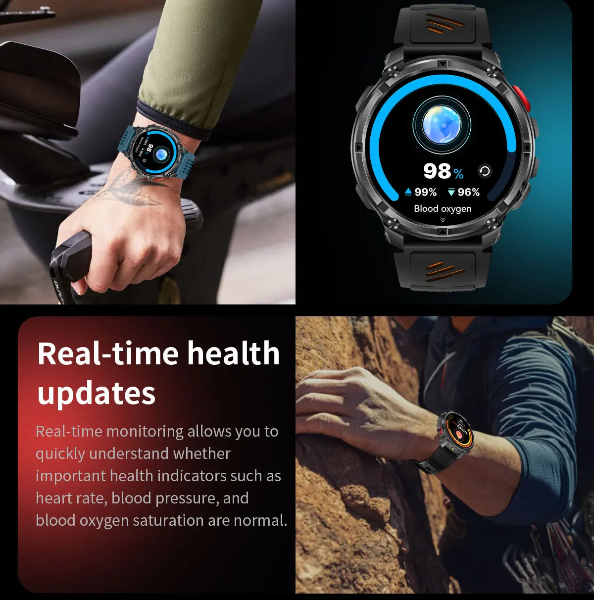 New Military T-Rex3 Ultra 1100mAh Battery Smart Watch 5 ATM Waterproof 1.7"AOD Compass GPS Sports tracker Outdoors Smartwatches