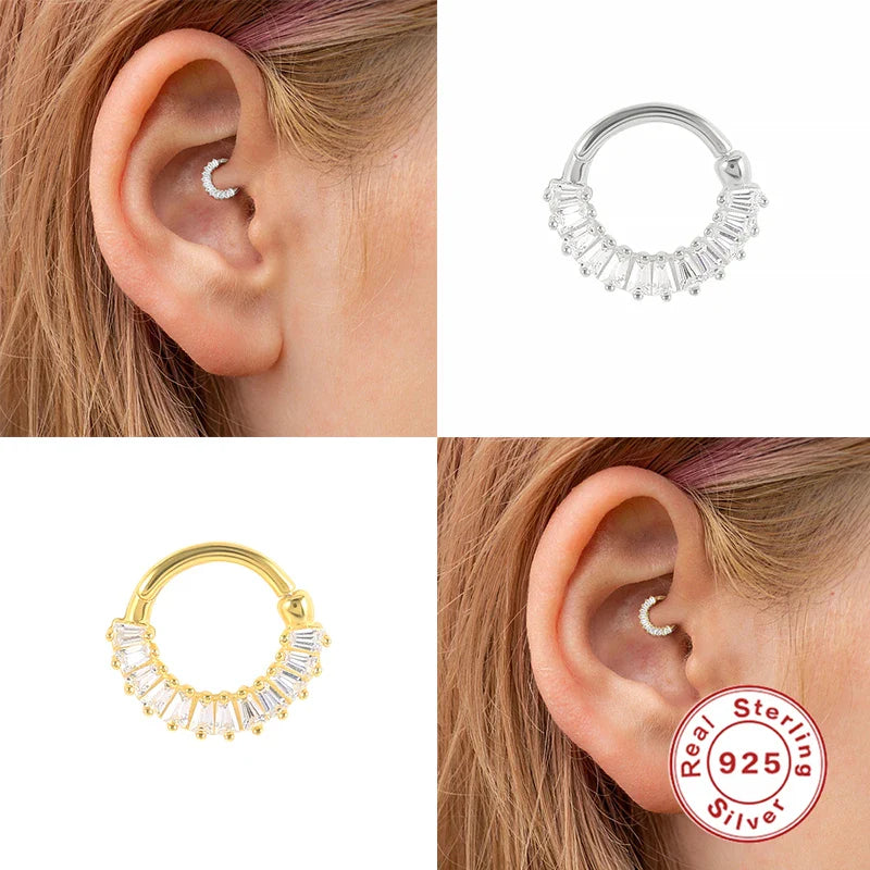 ROXI Multible Crystal Hoop Earrings for Women 2021 925 Sterling Silver Ear Nose Jewelry Earrings Heart Round joyas de plata 925