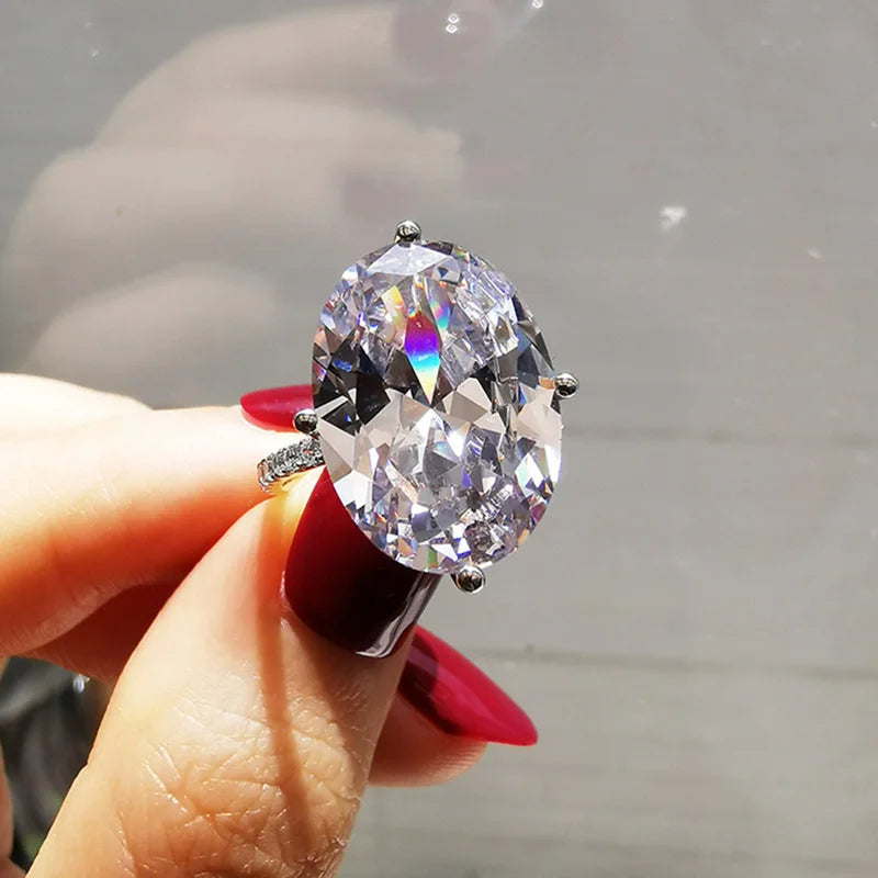 Luxury 10ct Lab Diamond Ring 100% Real 925 Sterling Silver Engagement Wedding Band Rings for Women Men Promise Jewelry