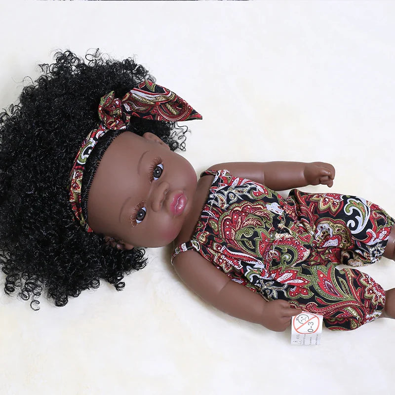 14inch Full Body Vinyl Bebe Reborn Dolls Soft Lifelike Baby Toys American Reborn Black Baby Doll Vinyl Baby Doll Toys Girls Boys