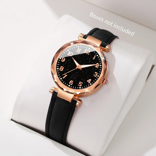 Fashion Arabic Dial Women Quartz Watch Casual Leather Strap Wristwatches for Ladies Clock Reloj Mujer（Without Box）