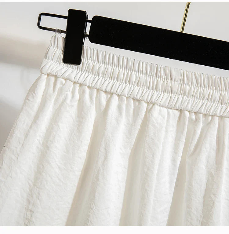 Plus Size Summer Shorts For Women 2025 Summer Ice Silk Drawstring Large Size Loose Shorts Women Korean Streetwear Shorts Female