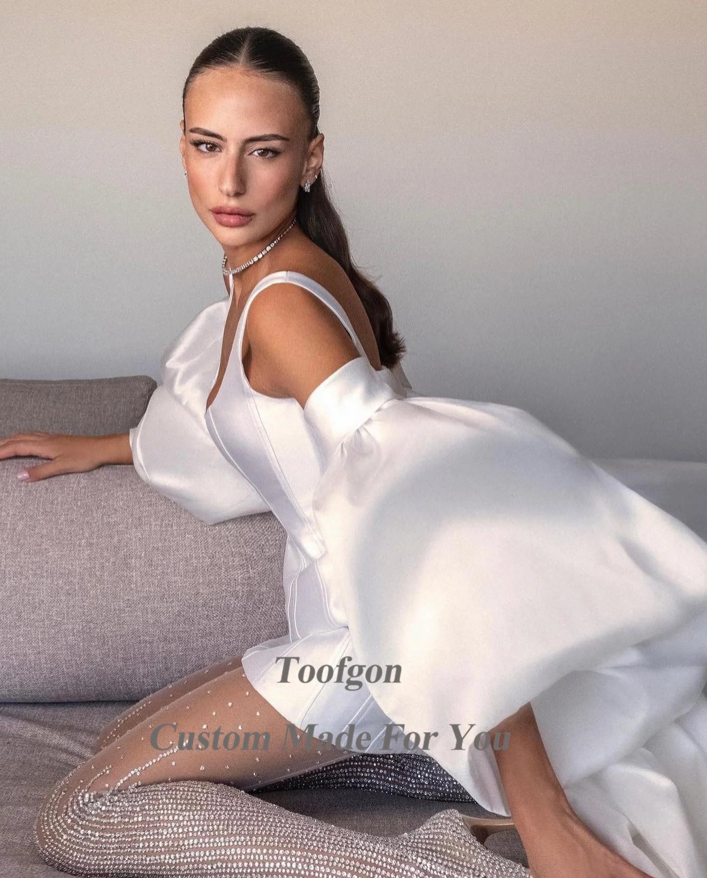 White Bridesmaid Dresses: Bride Dress For Wedding Long Sleeves Wrap Formal