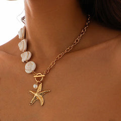 Trend Elegant Beach Jewelry Baroque Starfish Pendant Necklace For Women Fashion