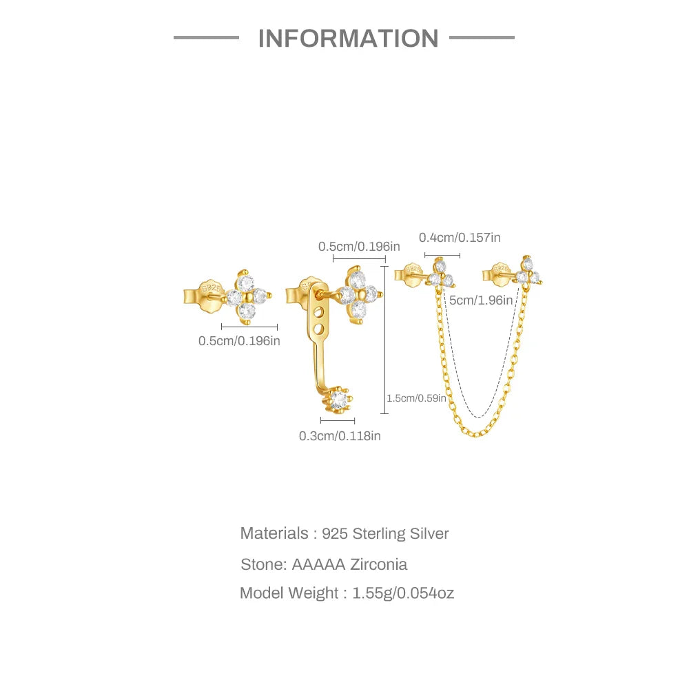 CANNER Set Double Layer Smooth Classic Hoop Earrings For Women 925 Sterling Silver Ins Flower Color Zircon Earrings Fine Jewelry