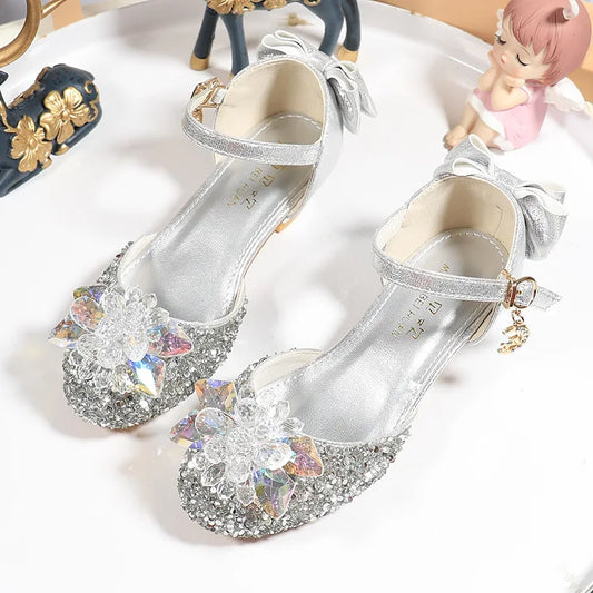 Girls Princess Shoes Performance Crystal Shoes Summer Children High Heels