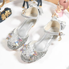 Girls Princess Shoes Performance Crystal Shoes Summer Children High Heels