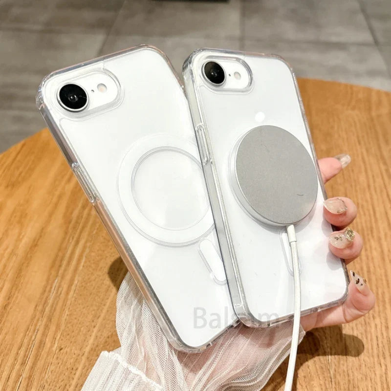 For Magsafe Magnetic Transparent Phone Case For iphone 16E 15 14 13 12 Mini 11 16 Pro Max XR X XS Max 7 8 Plus SE2020 Soft Cover