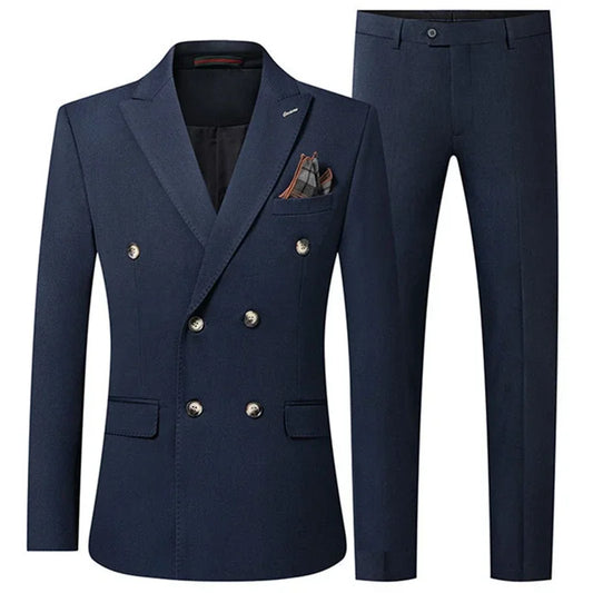 Tuxedo for Mens: Men's Casual Boutique Double Breasted Solid Color Business Suit 3 Pcs