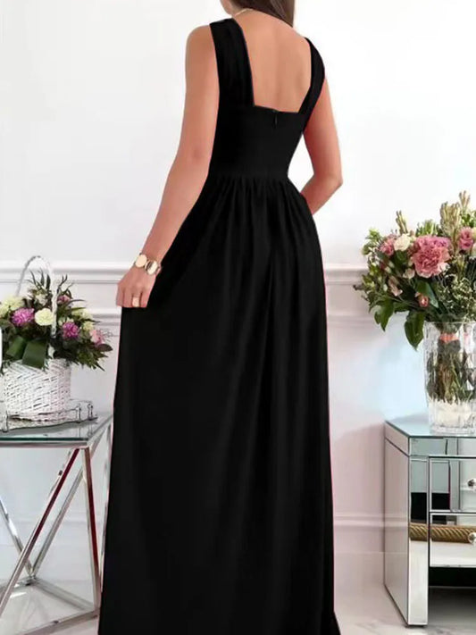 Summer Cross Tank Sleeveless Maxi Dress Women Elegant Slim Long Solid Evening Dress