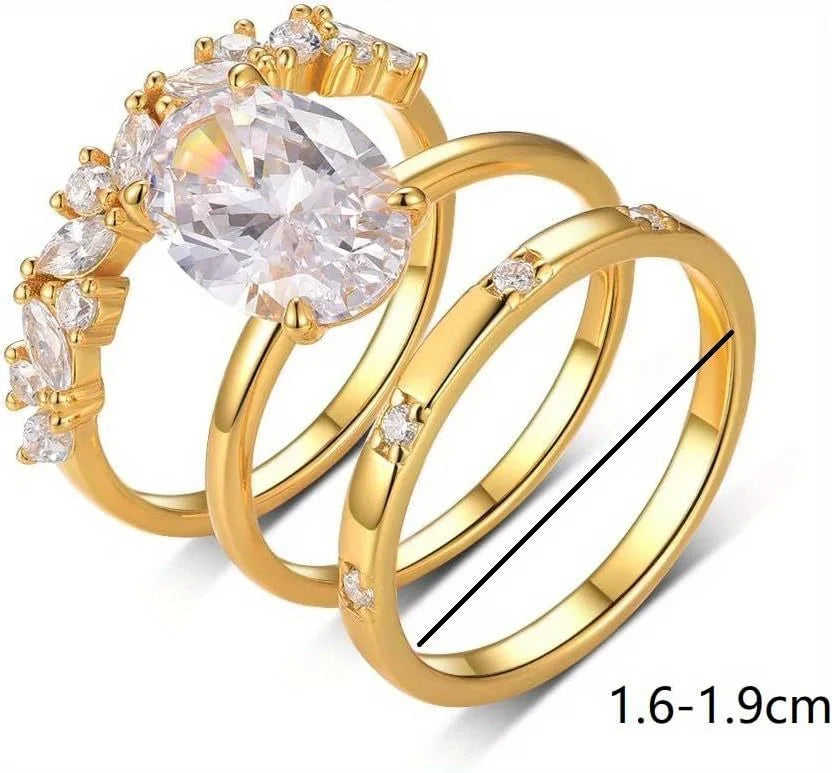 3pcs Oval Moissanite Bridal Set 8x12mm 4.5CT - Stackable Wedding Rings Fine Jewelry for Women, 925 Sterling Silvery Luxury Trio
