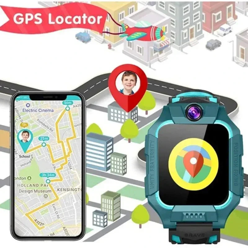 Lenovo Kids Smart Watch SOS GPS Location Sim Card Camera Heart Rate Monitoring Bluetooth Calling Waterproof Gift For Android