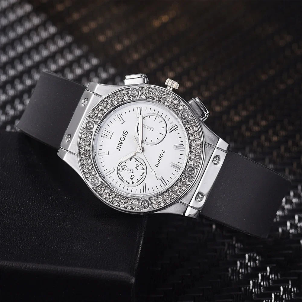 Fashion 2025 Rubber Women Watches Luxurious Brand Casual Diamond Female Quartz Wristwatches Simple Sport Clock Relogio Feminino