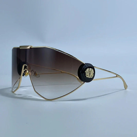 Oversized One-Piece Mask Punk Sunglasses Women 2026 Luxury Brand Vintage Windproof Sun Glasses Wrap Around Shades Shield Goggle