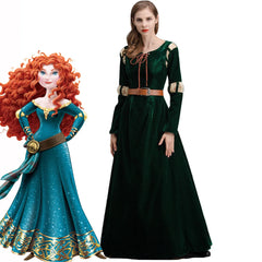 Disney Merida Princess Costume for Adult S M L XL Fancy Brave Merida Dress Girls