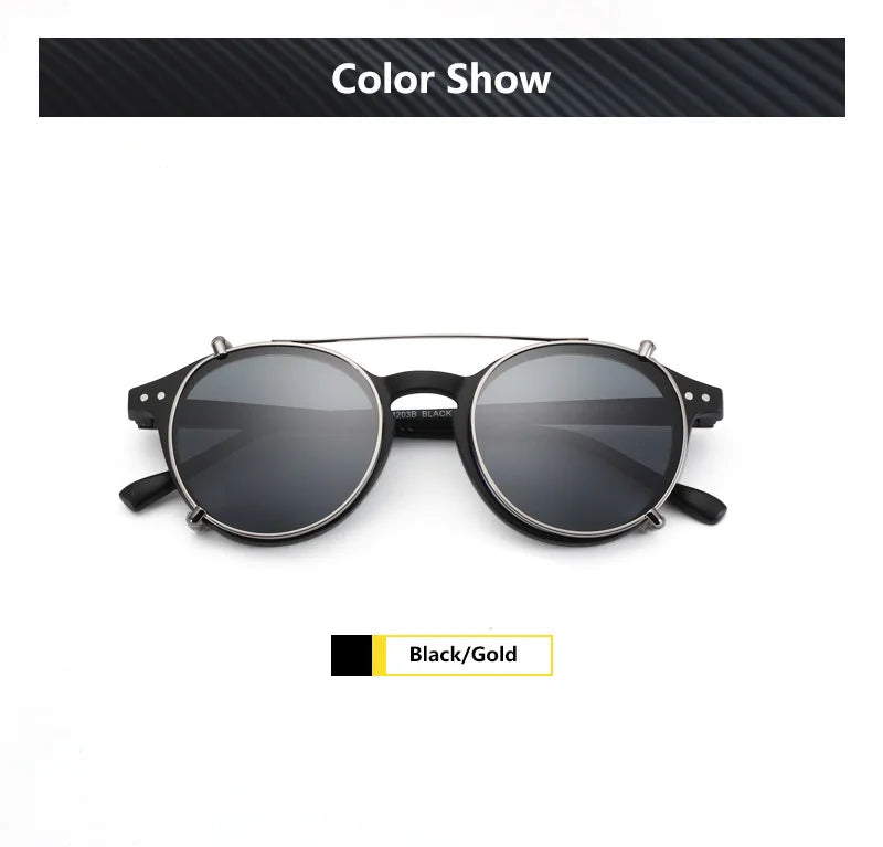 ZENOTTIC Steampunk Style Glasses (Anti Blue Light Blocking Eyewear) + Clip Lenses（Polarized Sunglasses Clips）for Women Men