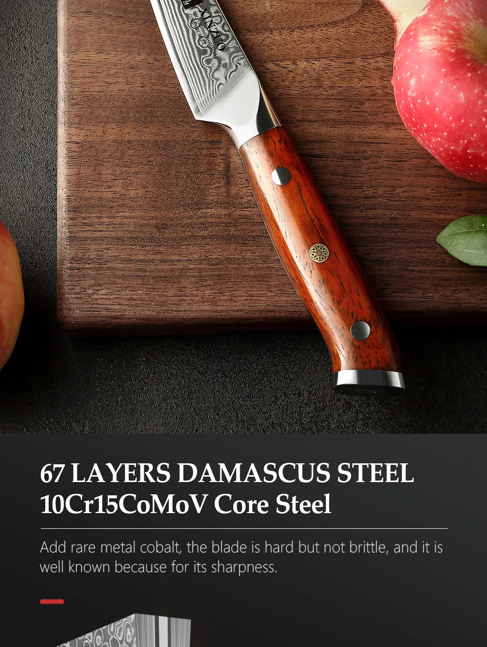 3.5'' Inch Paring Kitchen Knife Handmade Damascus Steel Rosewood Handle